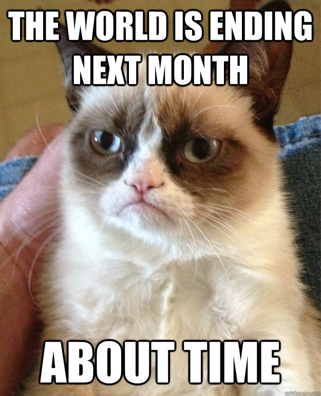 the world is ending next month about time - Grumpy Cat