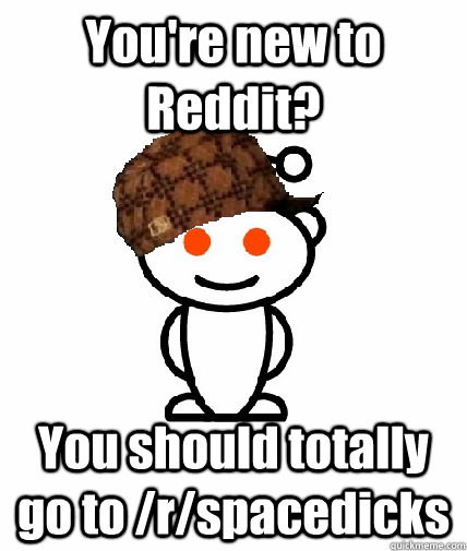 youre new to reddit you should totally go to rspacedicks - Scumbag Reddit
