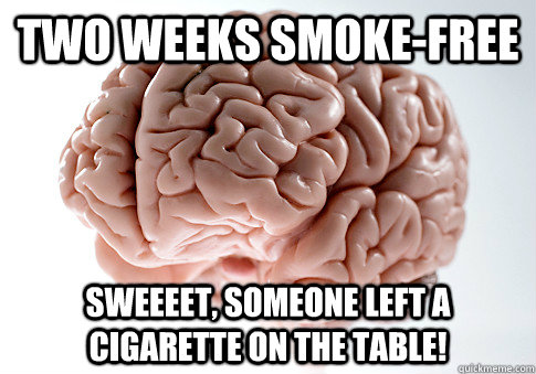 two weeks smokefree sweeeet someone left a cigarette on th - Scumbag Brain