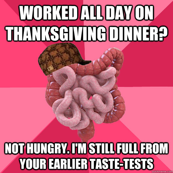 worked all day on thanksgiving dinner not hungry im still - Scumbag Intestines