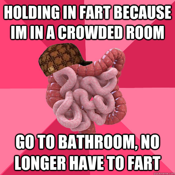 holding in fart because im in a crowded room go to bathroom - Scumbag Intestines