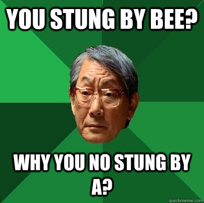 you stung by bee why you no stung by a - ASIAN FATHER