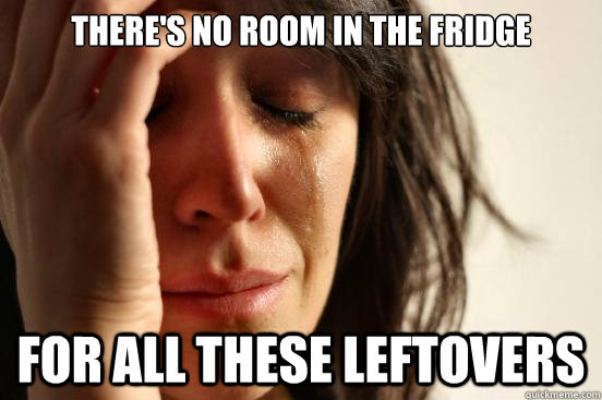 theres no room in the fridge for all these leftovers - First World Problems