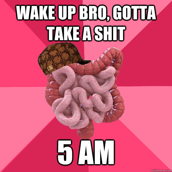 wake up bro gotta take a shit 5 am - Scumbag Intestines