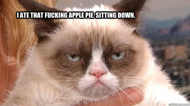 i ate that fucking apple pie sitting down - Grumpy cat