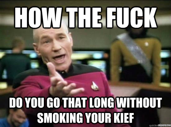 how the fuck do you go that long without smoking your kief - why the fuck picard