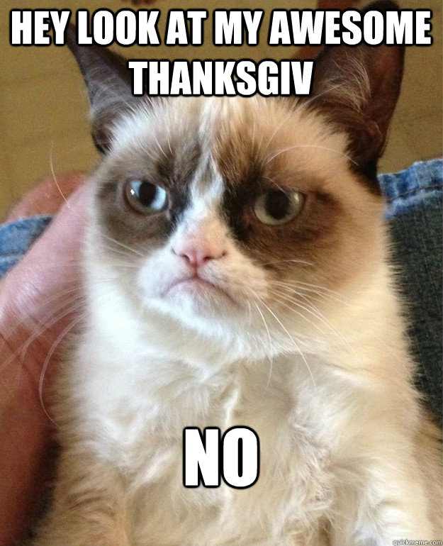 hey look at my awesome thanksgiv no - Grumpy Cat