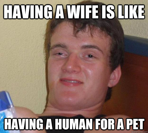 having a wife is like having a human for a pet - 10 Guy