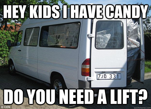hey kids i have candy do you need a lift - Rickety Van