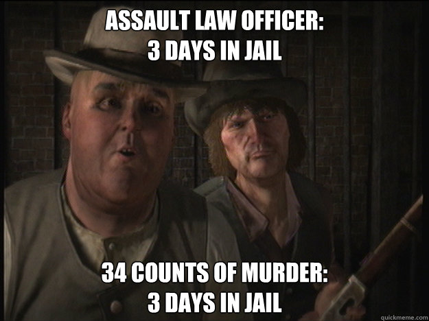 assault law officer 3 days in jail 34 counts of murder 3 d - Jonah and Eli