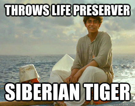 throws life preserver siberian tiger - Bad Luck Pi