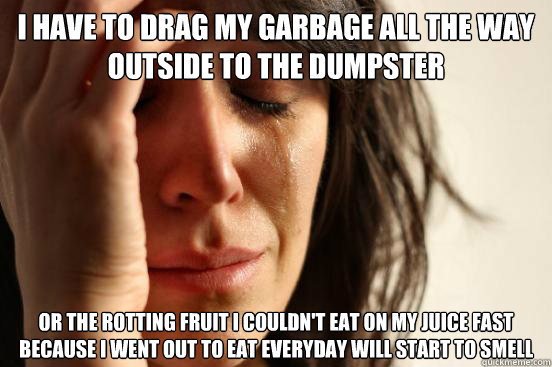 i have to drag my garbage all the way outside to the dumpste - First World Problems
