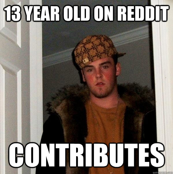 13 year old on reddit contributes - Scumbag Steve