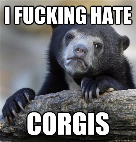 i fucking hate corgis - Confession Bear