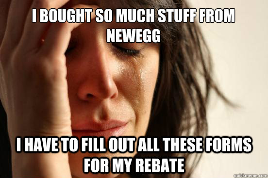 i bought so much stuff from newegg i have to fill out all th - First World Problems