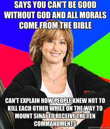 says you cant be good without god and all morals come from - Sheltering Suburban Mom