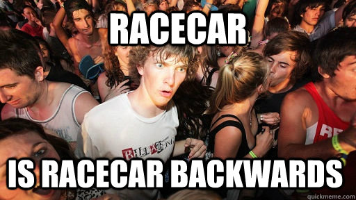 racecar is racecar backwards - Sudden Clarity Clarence
