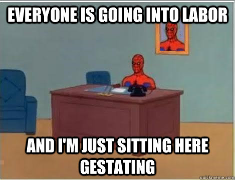 everyone is going into labor and im just sitting here gesta - Spiderman Desk