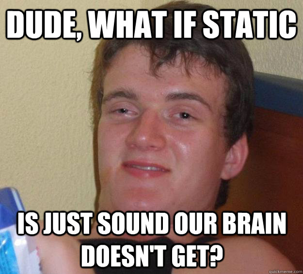 dude what if static is just sound our brain doesnt get - 10 Guy
