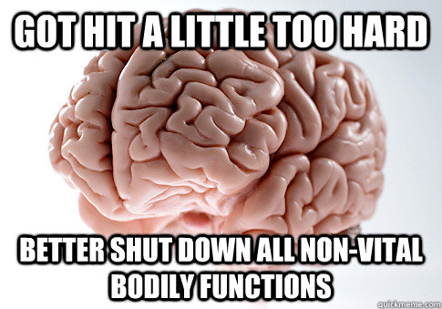 got hit a little too hard better shut down all nonvital bod - Scumbag Brain