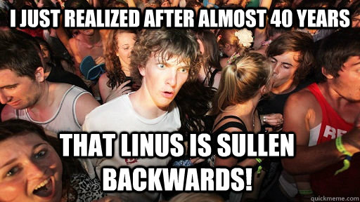 i just realized after almost 40 years that linus is sullen - Sudden Clarity Clarence