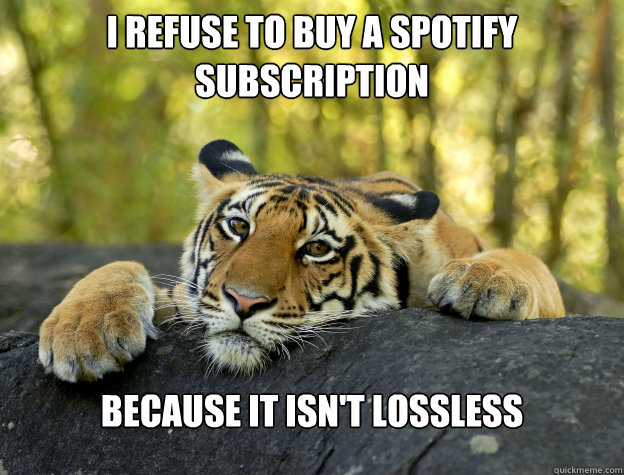 i refuse to buy a spotify subscription because it isnt loss - Confession Tiger