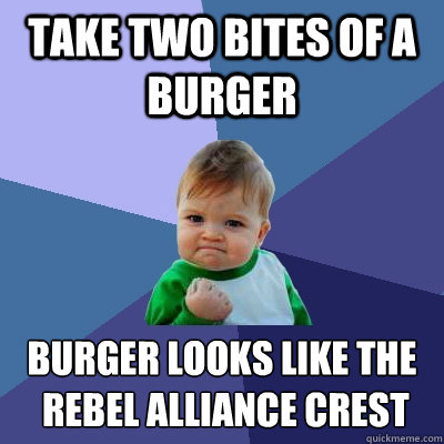 take two bites of a burger burger looks like the rebel alli - Success Kid