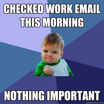 checked work email this morning nothing important - Success Kid