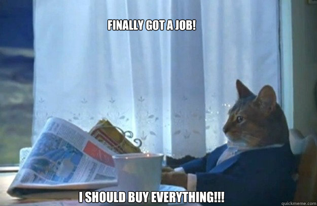 finally got a job i should buy everything - Sophisticated Cat