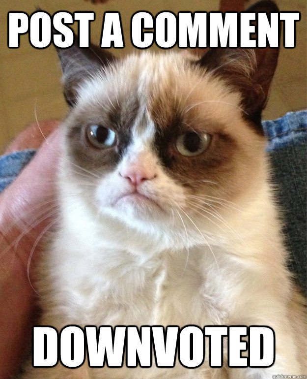 post a comment downvoted - Grumpy Cat