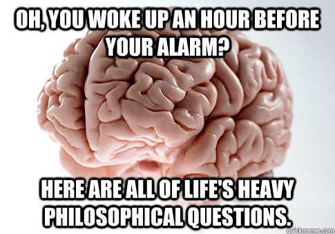 oh you woke up an hour before your alarm here are all of l - Scumbag Brain