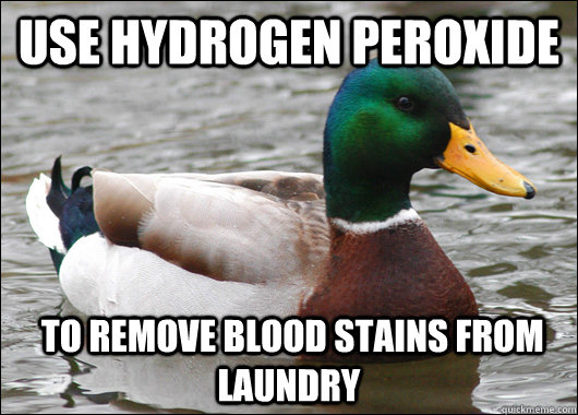 use hydrogen peroxide to remove blood stains from laundry - Actual Advice Mallard