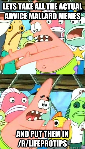 lets take all the actual advice mallard memes and put them i - Push it somewhere else Patrick