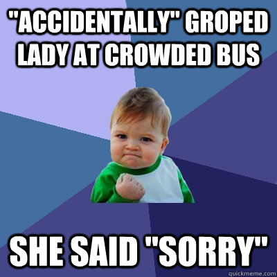 accidentally groped lady at crowded bus she said sorry - Success Kid
