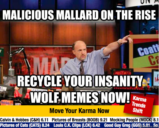 malicious mallard on the rise recycle your insanity wolf mem - Mad Karma with Jim Cramer