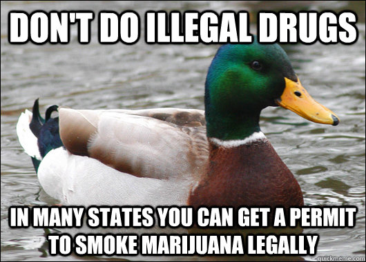 dont do illegal drugs in many states you can get a permit t - Actual Advice Mallard