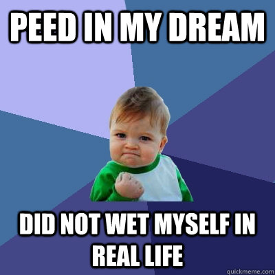 peed in my dream did not wet myself in real life - Success Kid