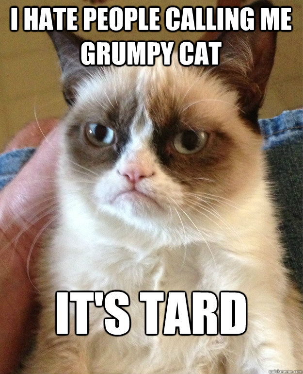 i hate people calling me grumpy cat its tard - Grumpy Cat