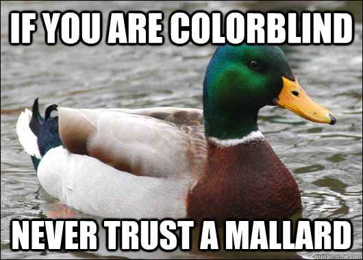 if you are colorblind never trust a mallard - Actual Advice Mallard