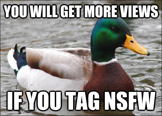 you will get more views if you tag nsfw - Actual Advice Mallard