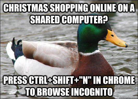christmas shopping online on a shared computer press ctrls - Actual Advice Mallard