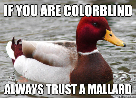 if you are colorblind always trust a mallard - Malicious Advice Mallard