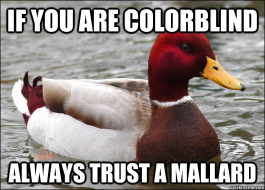 if you are colorblind always trust a mallard - Malicious Advice Mallard