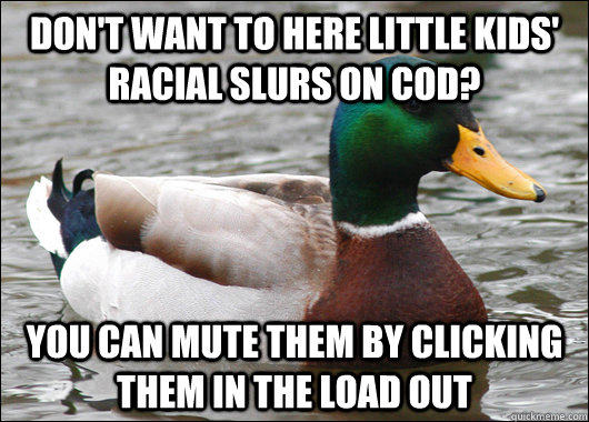 dont want to here little kids racial slurs on cod you can - Actual Advice Mallard