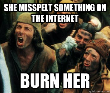 she misspelt something on the internet burn her -
