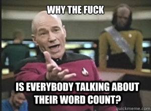 why the fuck is everybody talking about their word count - Annoyed Picard