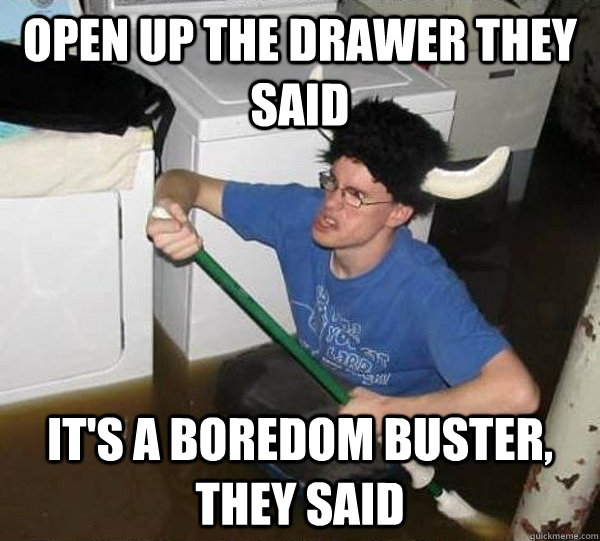 open up the drawer they said its a boredom buster they sai - They said