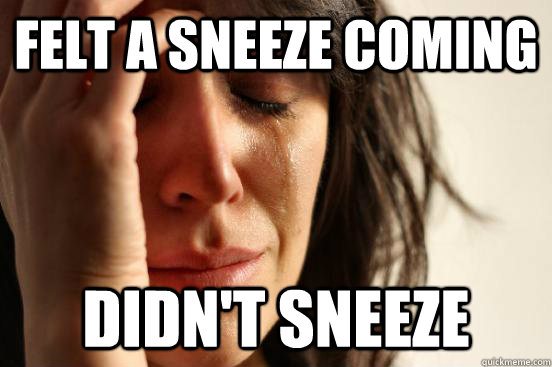 felt a sneeze coming didnt sneeze - First World Problems
