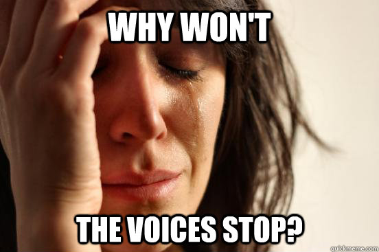 why wont the voices stop - First World Problems