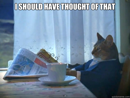 i should have thought of that - The One Percent Cat